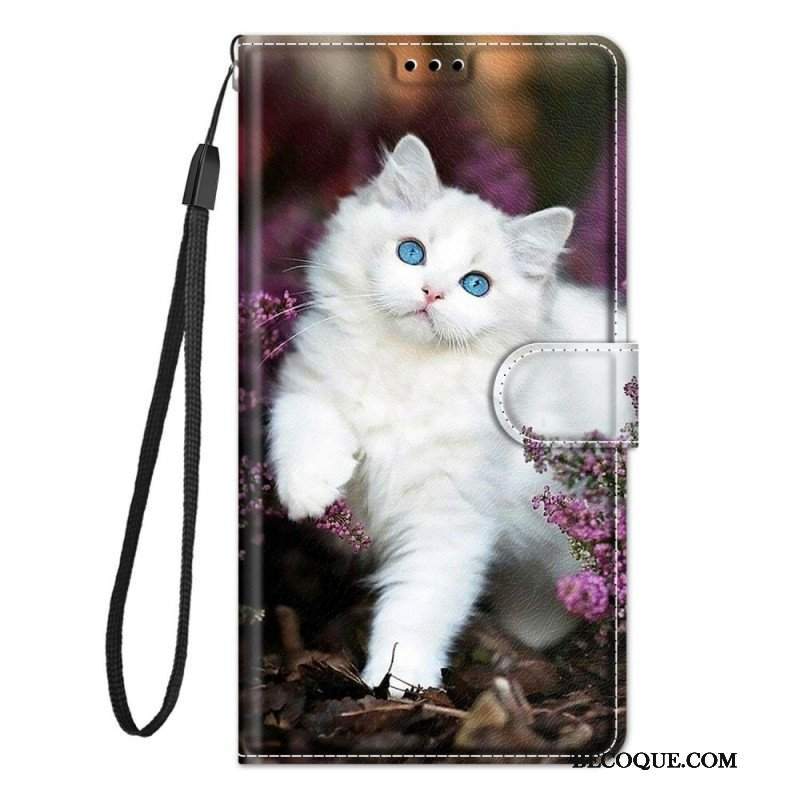Etui Folio do Xiaomi Redmi Note 10 Pro z Łańcuch Zbyt Słodki Kot Z Paskiem