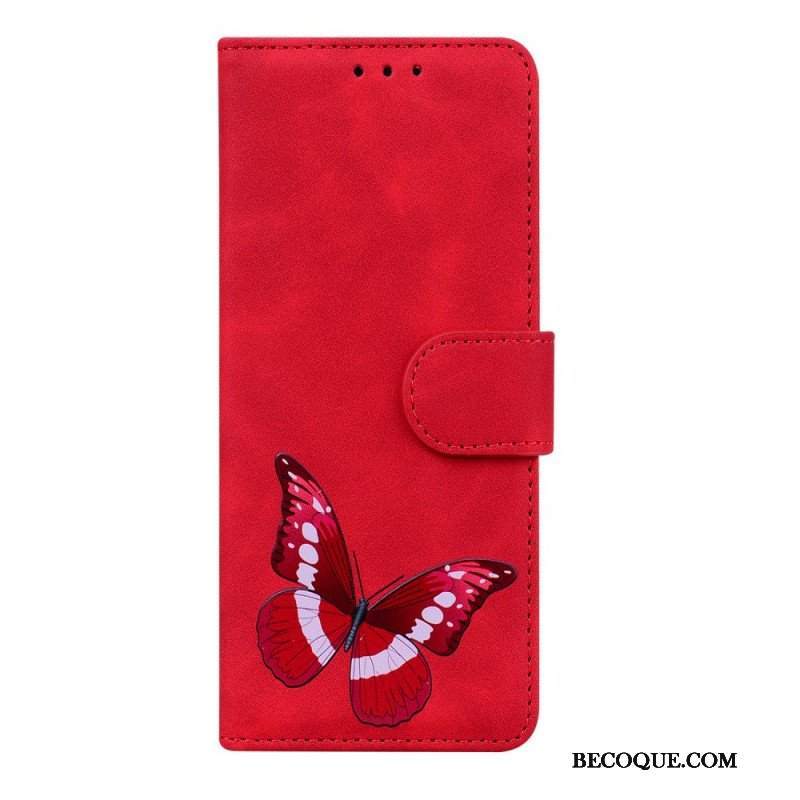 Etui Folio do Xiaomi Redmi Note 11 / 11S Motyl Dotykający Skóry