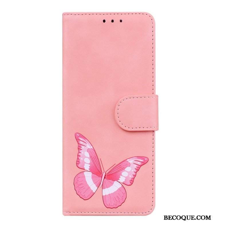 Etui Folio do Xiaomi Redmi Note 11 / 11S Motyl Dotykający Skóry