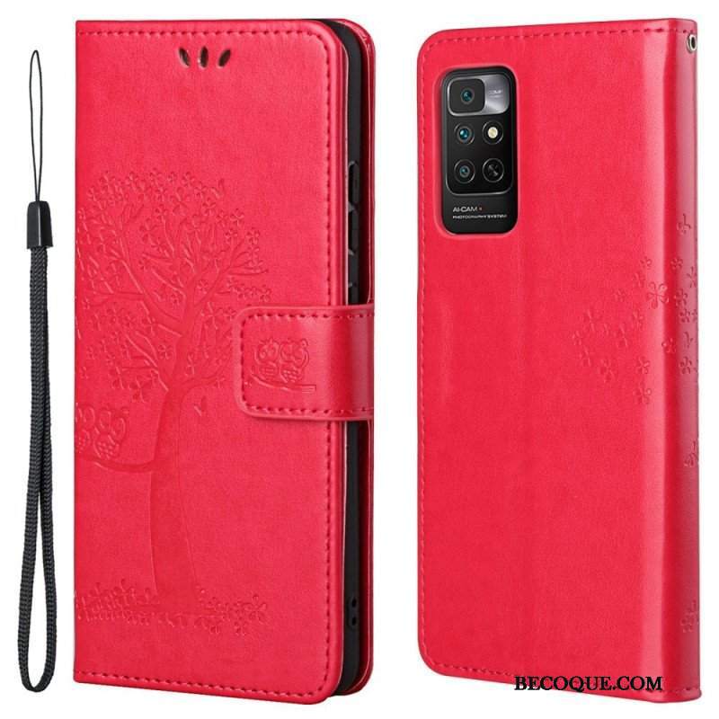 Etui Folio do Xiaomi Redmi Note 11 / 11S z Łańcuch Drzewo Stringów I Sowy