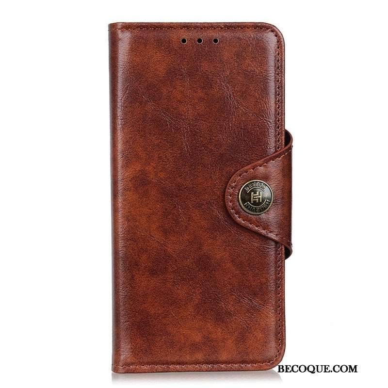 Etui Folio do Xiaomi Redmi Note 11 Pro / 11 Pro 5G Guzik Khazneh Z Imitacji Lakierowanej Skóry