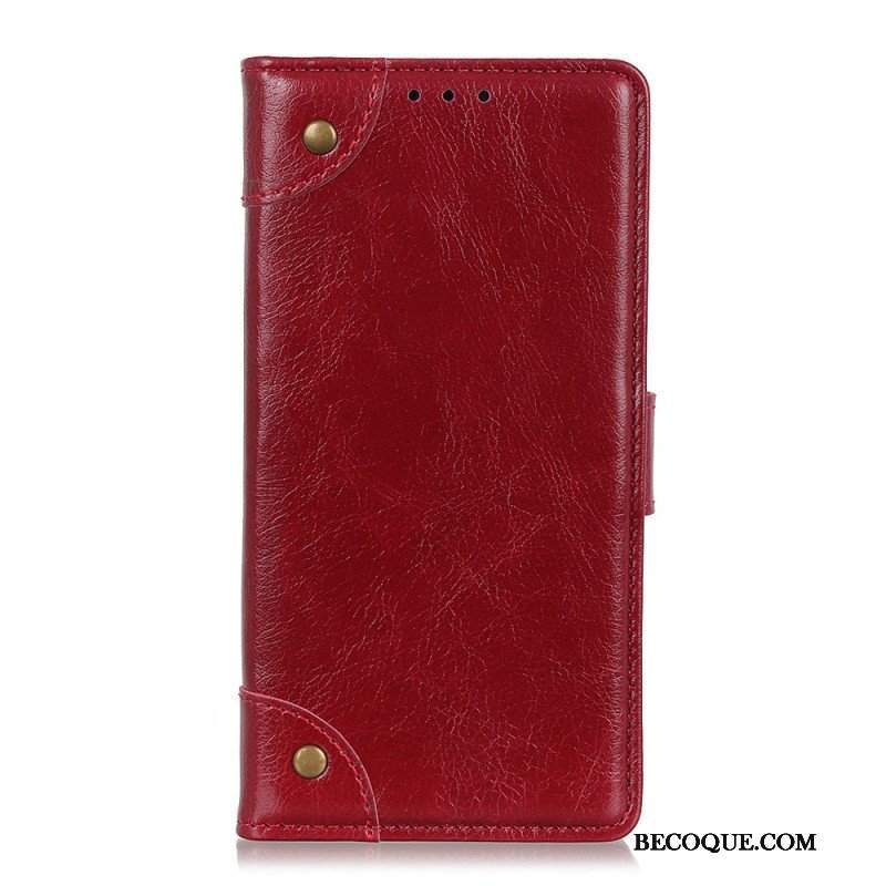 Etui Folio do Xiaomi Redmi Note 11 Pro / 11 Pro 5G Nity W Stylu Vintage Ze Skóry Nappa