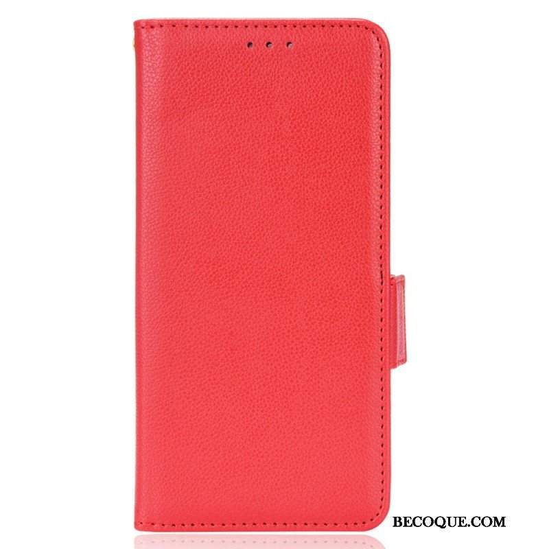 Etui Folio do Xiaomi Redmi Note 11 Pro Plus 5G Podwójne Zapięcie Ze Skóry Litchi