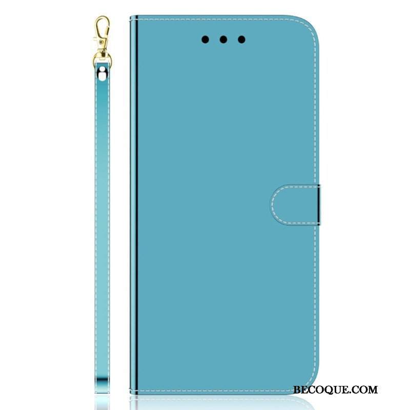 Etui Folio do Xiaomi Redmi Note 12 4G Sztuczna Lustrzana Skóra Z Paskiem