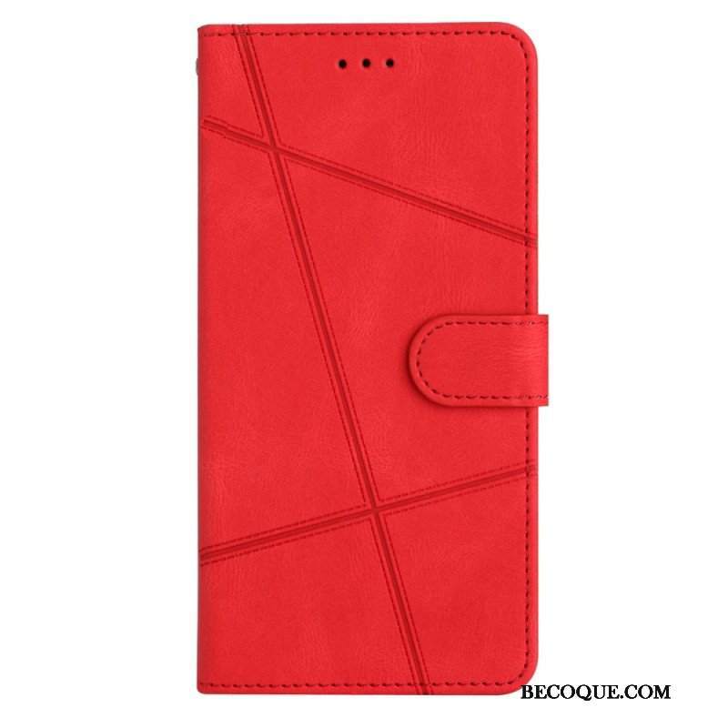 Etui Folio do Xiaomi Redmi Note 12 4G z Łańcuch Geometryczne Paski