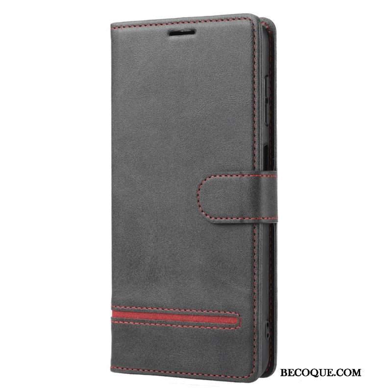 Etui Folio do Xiaomi Redmi Note 12 5G Liniowy Efekt Skóry