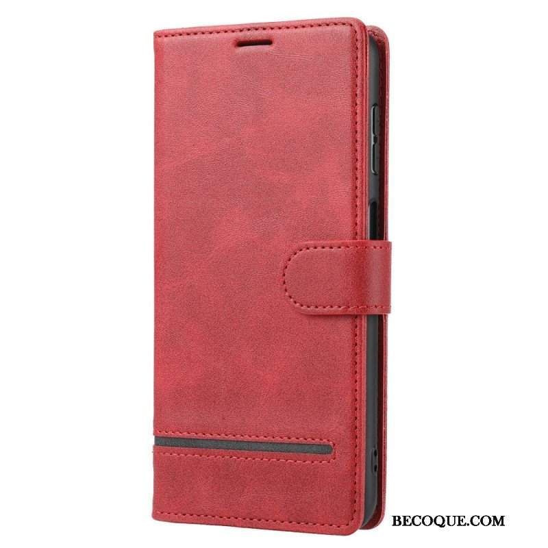 Etui Folio do Xiaomi Redmi Note 12 5G Liniowy Efekt Skóry