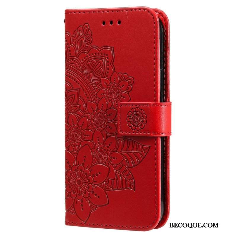 Etui Folio do Xiaomi Redmi Note 12 5G z Łańcuch Mandala Kwiatowa Na Pasku