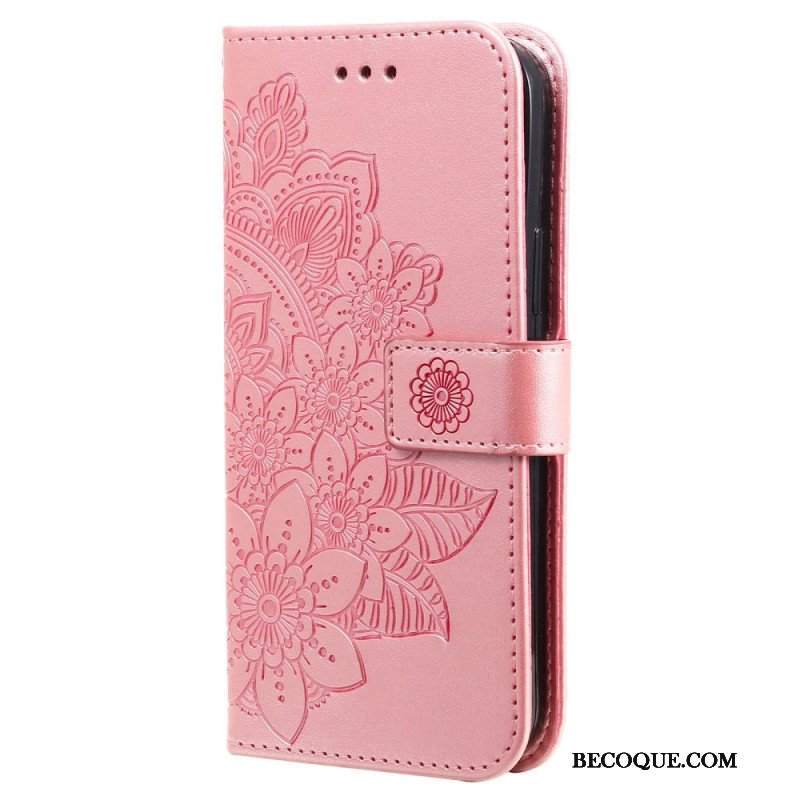 Etui Folio do Xiaomi Redmi Note 12 5G z Łańcuch Mandala Kwiatowa Na Pasku