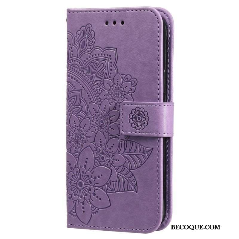 Etui Folio do Xiaomi Redmi Note 12 5G z Łańcuch Mandala Kwiatowa Na Pasku