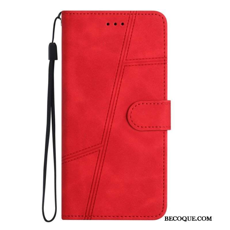 Etui Folio do Xiaomi Redmi Note 12 5G z Łańcuch Paskowaty Geometryczny Skórzany Styl