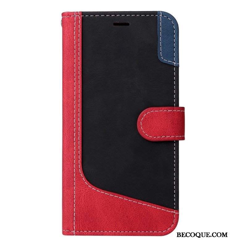 Etui Folio do Xiaomi Redmi Note 12 5G z Łańcuch Trójkolorowy Pasek