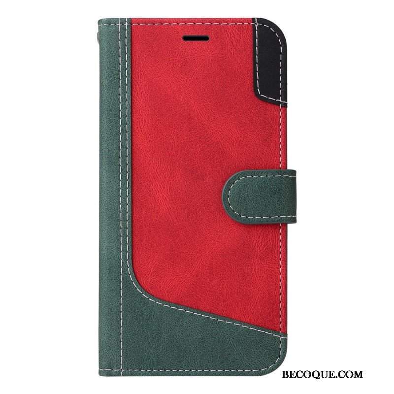 Etui Folio do Xiaomi Redmi Note 12 5G z Łańcuch Trójkolorowy Pasek