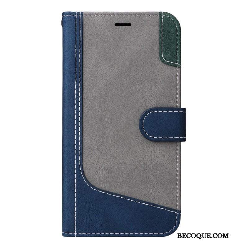 Etui Folio do Xiaomi Redmi Note 12 5G z Łańcuch Trójkolorowy Pasek