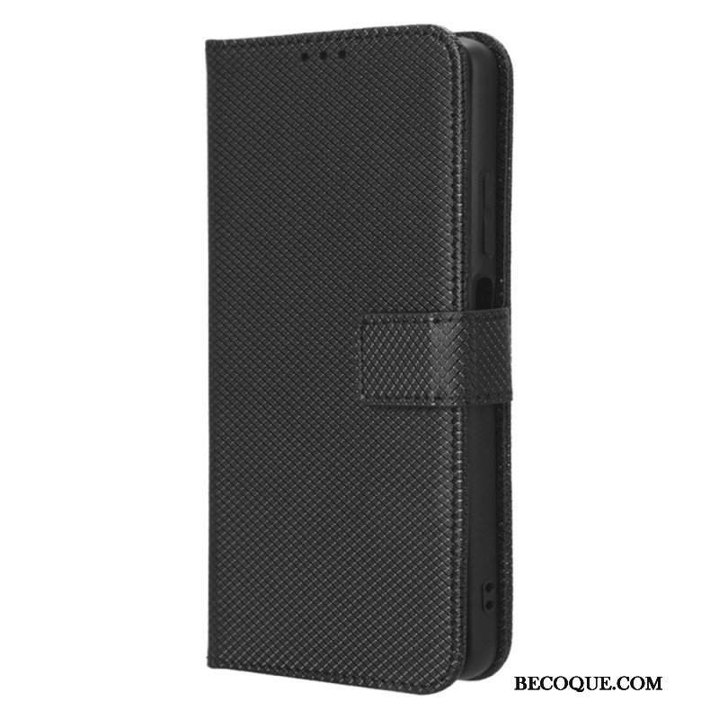 Etui Folio do Xiaomi Redmi Note 12 Pro Plus z Łańcuch Stylowa Sztuczna Skóra Z Paskami