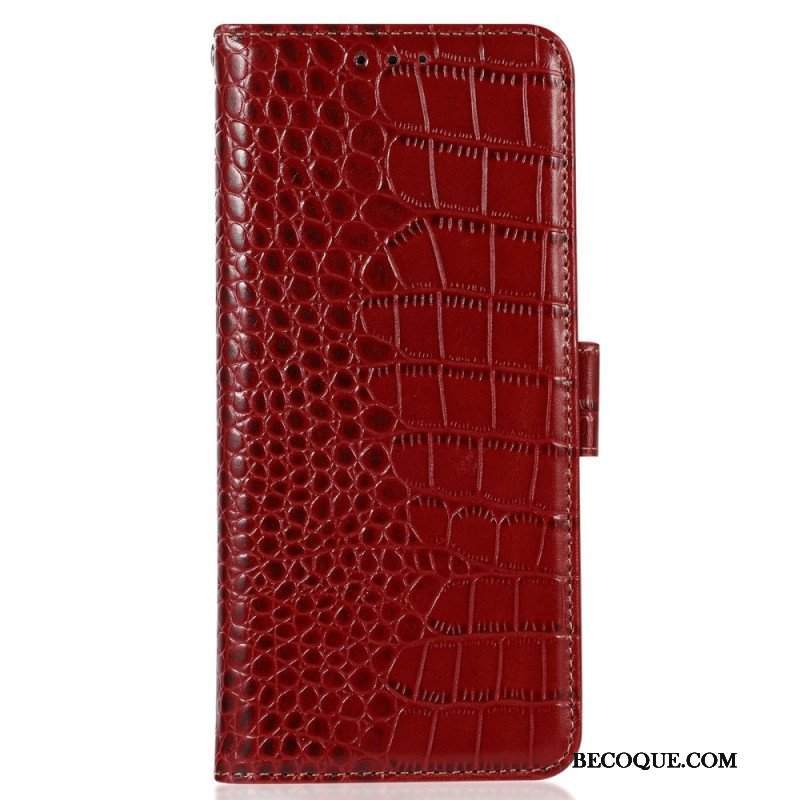 Etui Folio do Xiaomi Redmi Note 12 Pro Rfid W Stylu Krokodyla