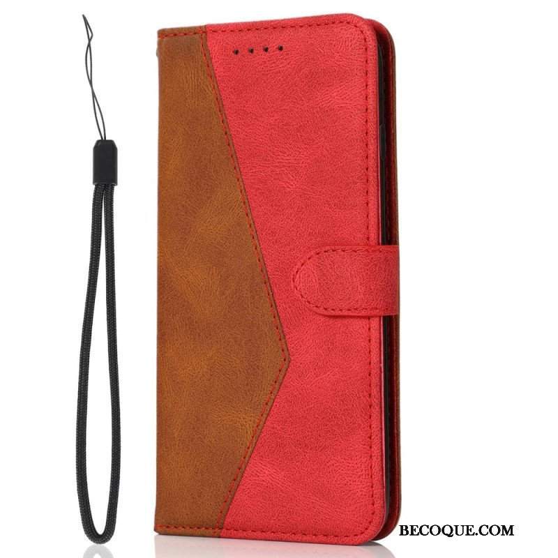 Etui Folio do Xiaomi Redmi Note 12 Pro z Łańcuch Dwukolorowy Pasek