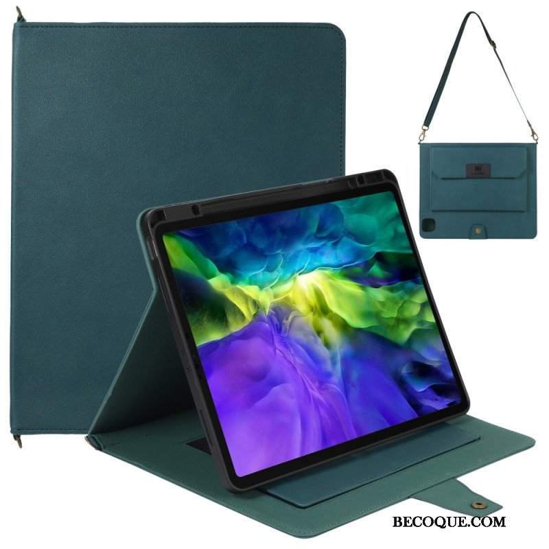 Etui Folio do iPad Pro 12.9" (2022) Pasek Na Ramię Rfid Z Efektem Skóry