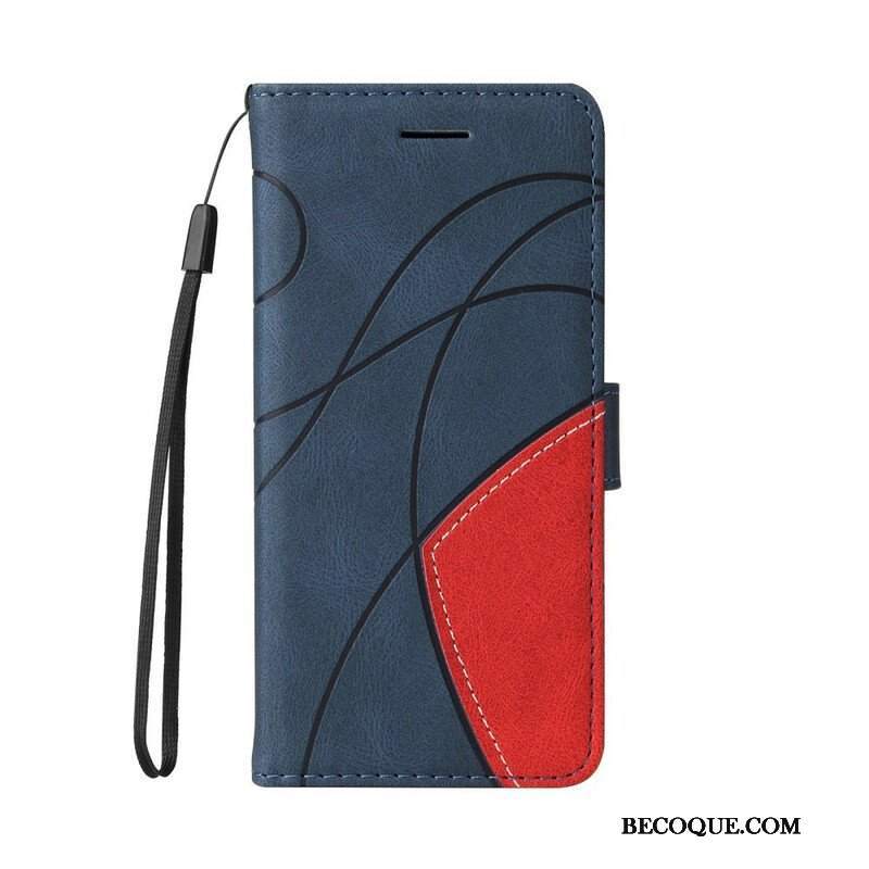 Etui Folio do iPhone 13 Mini Dwukolorowa Sygnowana Sztuczna Skóra