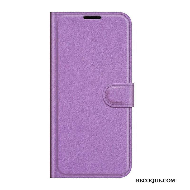 Etui Folio do iPhone 13 Mini Klasyczny Efekt Skóry Liczi