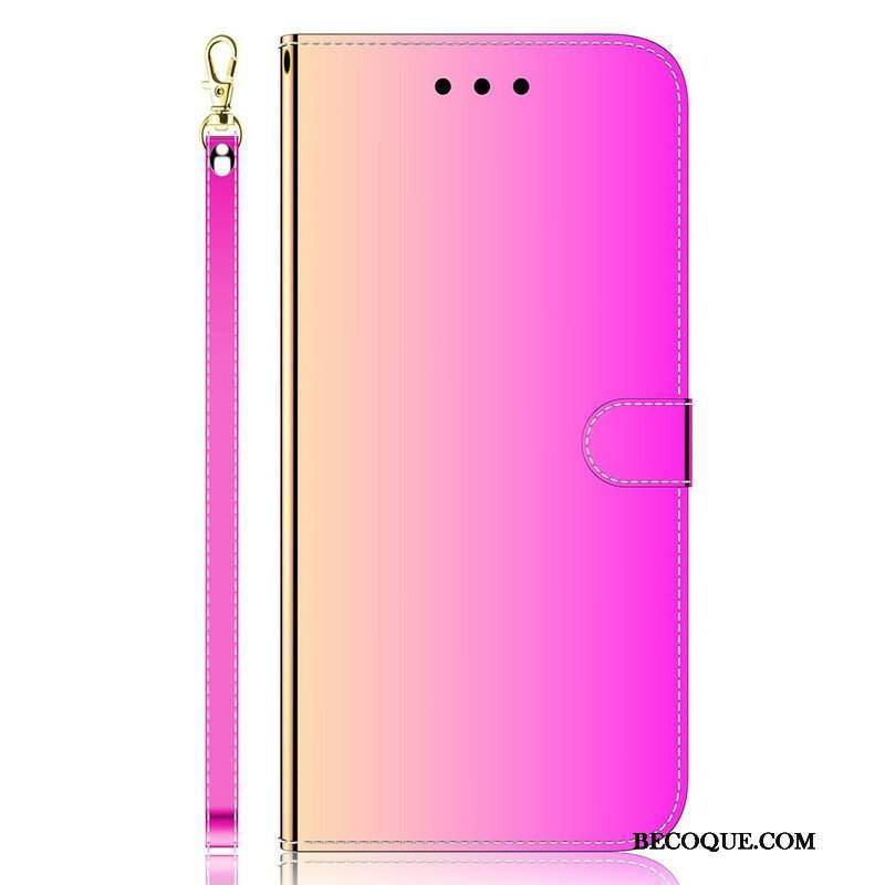 Etui Folio do iPhone 13 Mini Osłona Lusterka Ze Sztucznej Skóry