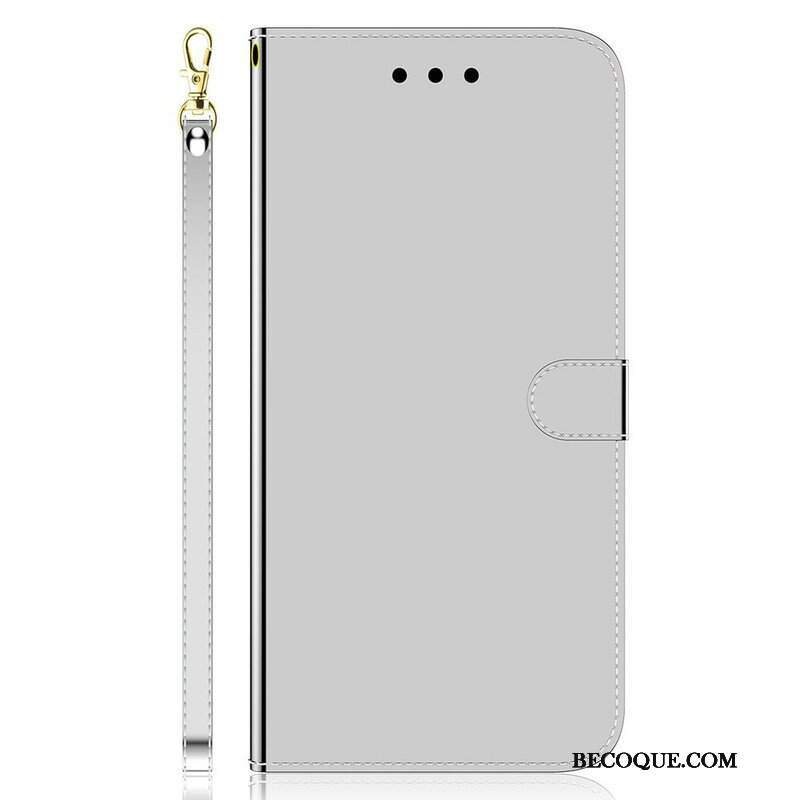 Etui Folio do iPhone 13 Mini Osłona Lusterka Ze Sztucznej Skóry