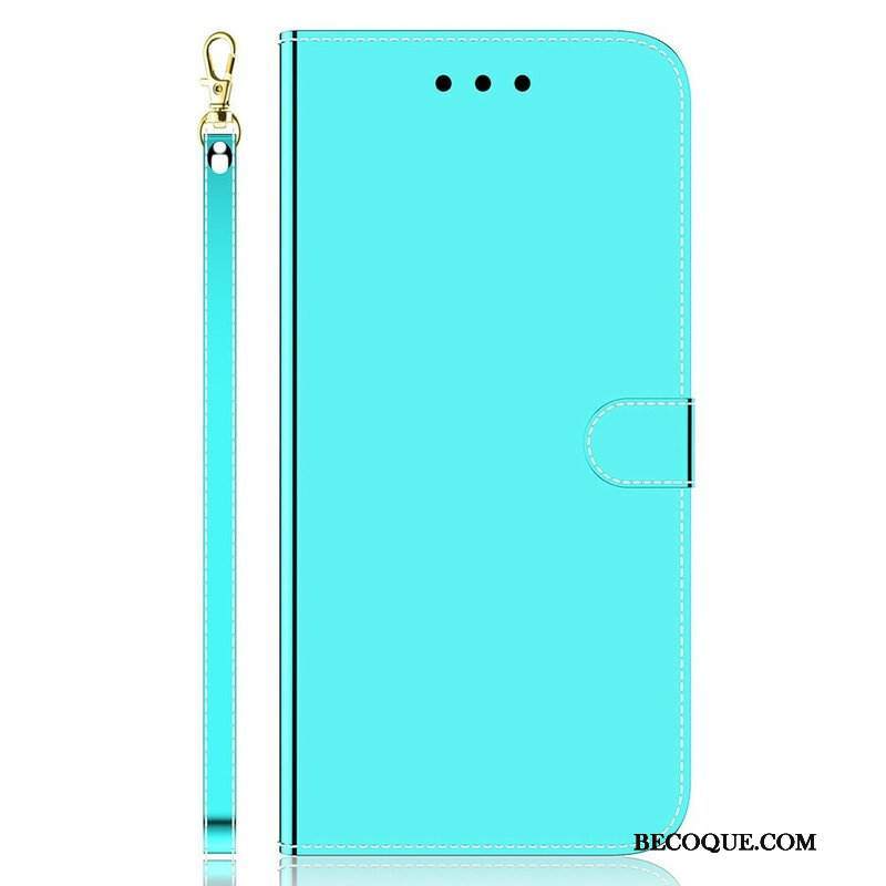 Etui Folio do iPhone 13 Mini Osłona Lusterka Ze Sztucznej Skóry