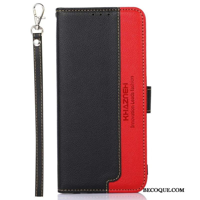 Etui Folio do iPhone 13 Mini Rfid Khazneh W Stylu Liczi