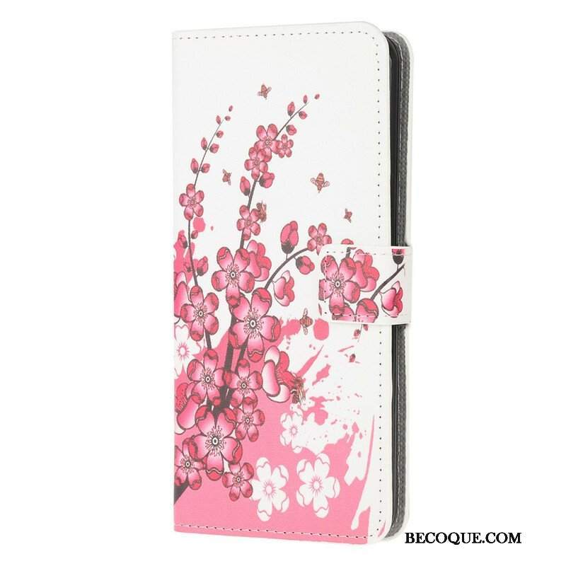 Etui Folio do iPhone 13 Mini Tropikalne Kwiaty