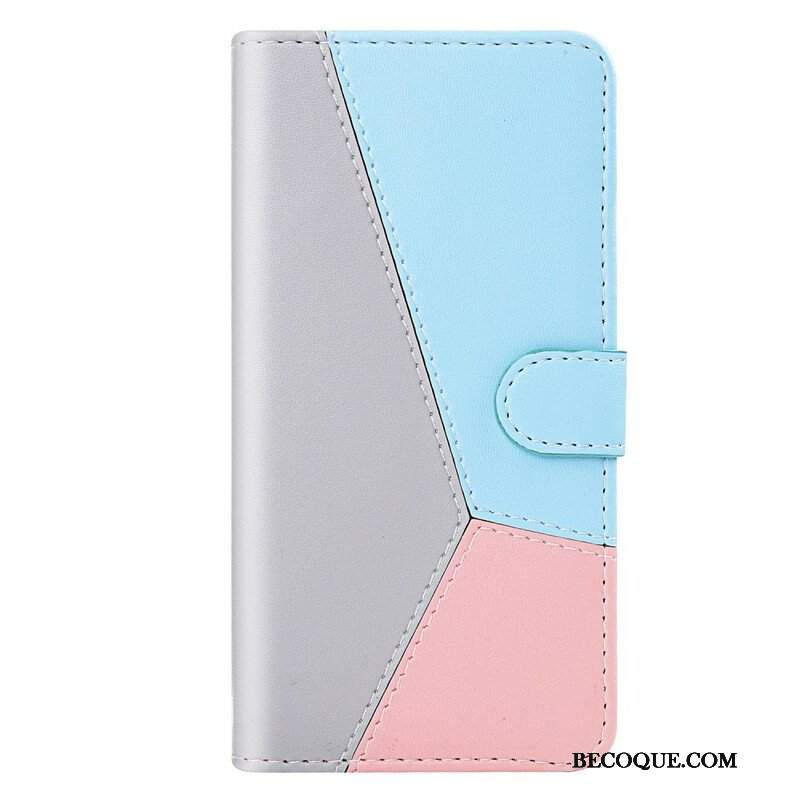 Etui Folio do iPhone 13 Mini Trójkolorowy Efekt Skóry