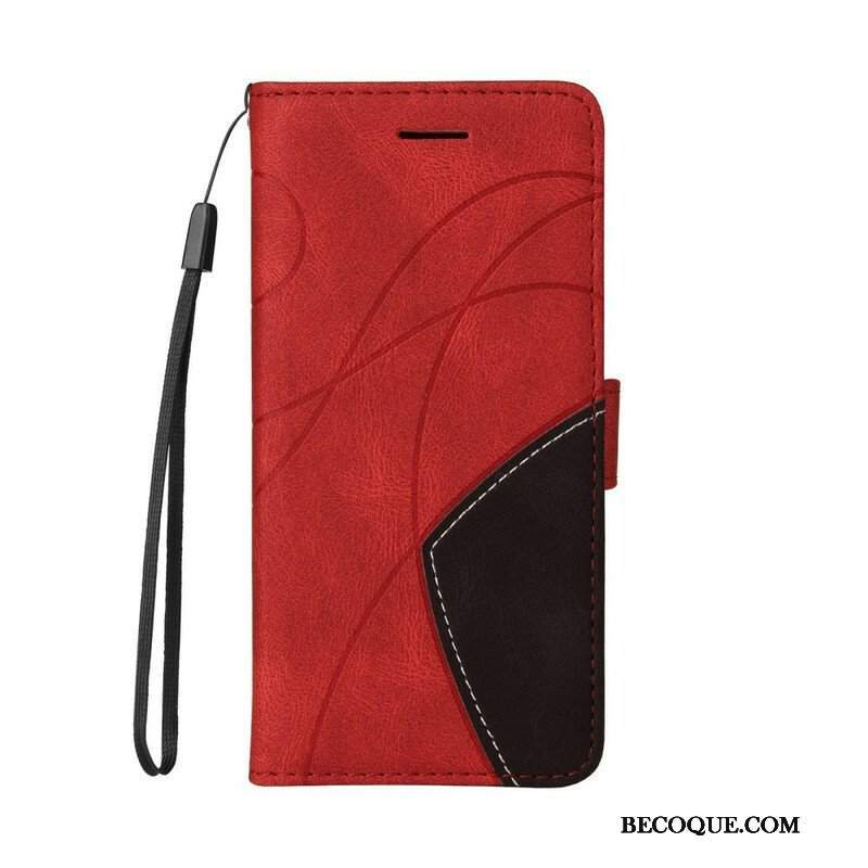 Etui Folio do iPhone 13 Pro Dwukolorowa Sygnowana Sztuczna Skóra