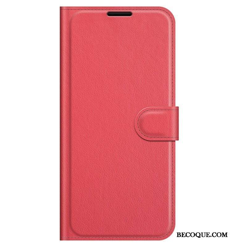 Etui Folio do iPhone 13 Pro Klasyczny Efekt Skóry Liczi