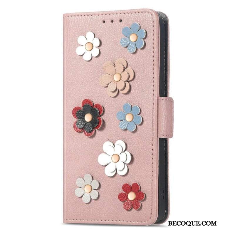 Etui Folio do iPhone 14 Dekoracyjne Kwiaty