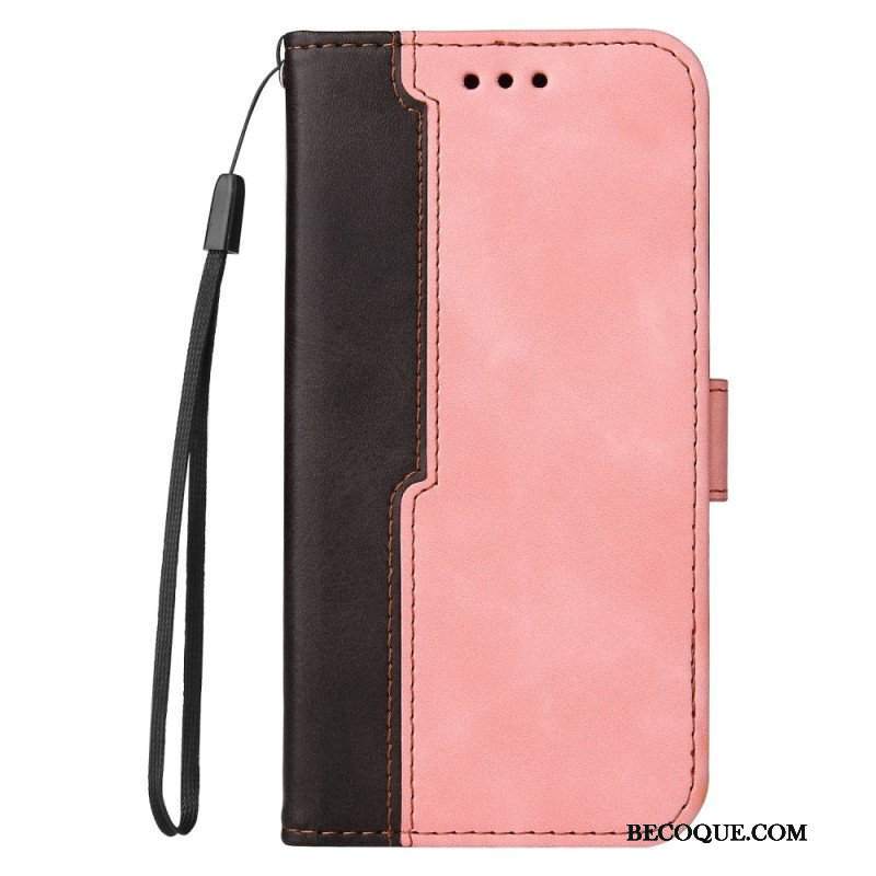 Etui Folio do iPhone 14 Dwukolorowy Z Paskiem