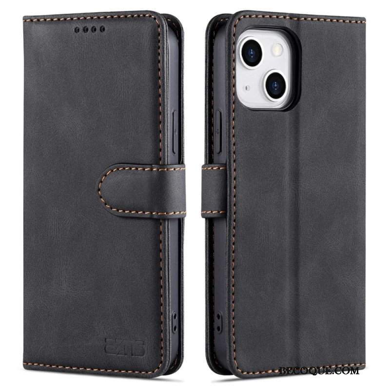 Etui Folio do iPhone 14 Plus Efekt Skóry Azns