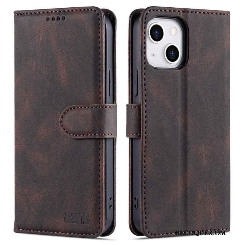 Etui Folio do iPhone 14 Plus Efekt Skóry Azns