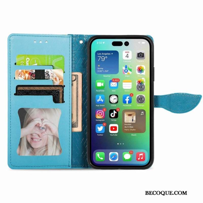 Etui Folio do iPhone 14 Plus Plemienne Liście