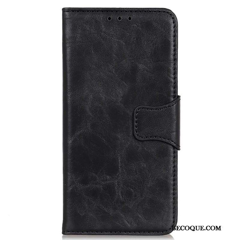 Etui Folio do iPhone 14 Pro Max Dwustronne Zapięcie Ze Skóry Dwoinowej