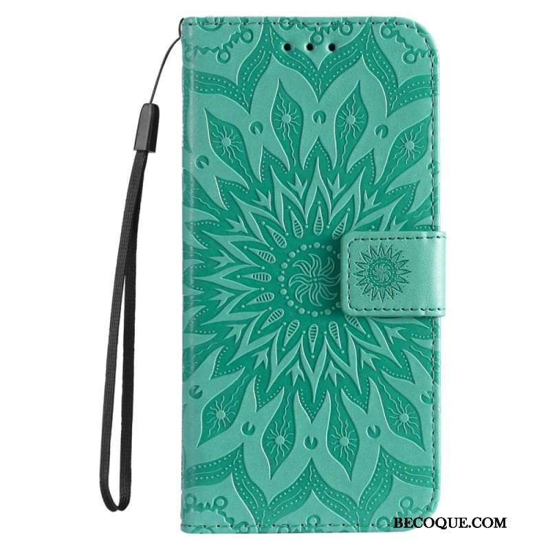 Etui Folio do iPhone 14 Pro Max Mandala Sun Ze Smyczą