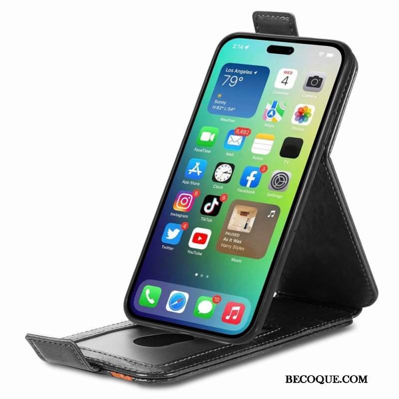 Etui Folio do iPhone 14 Pro Skórzany Futerał Pionowa Klapa Caseneo