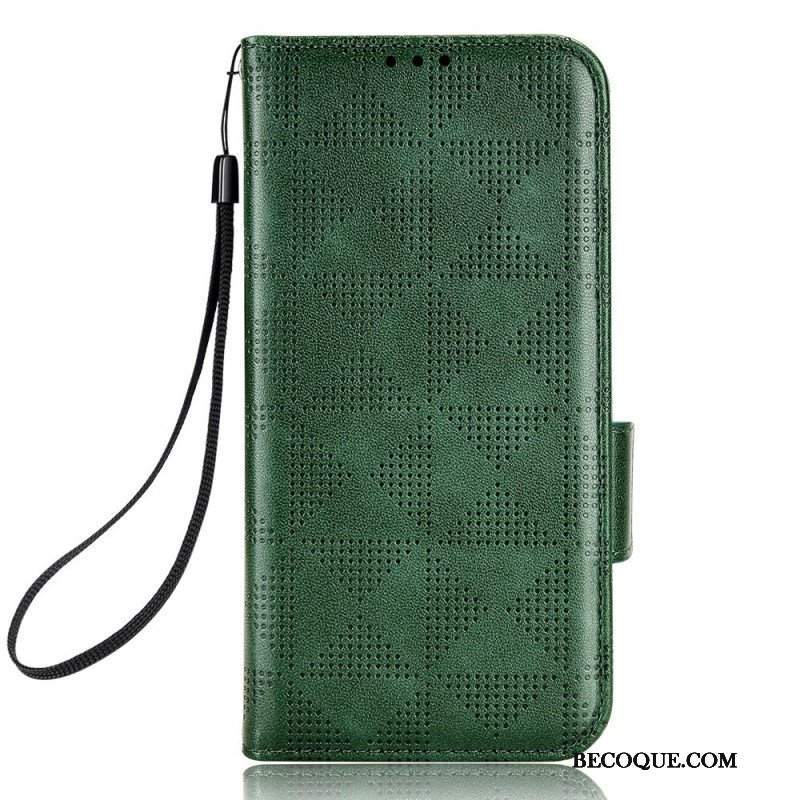 Etui Folio do iPhone 14 Trójkąty Ze Smyczą