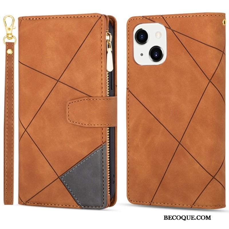 Etui Folio do iPhone 14 z Łańcuch Geometria Paska