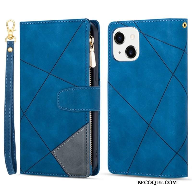 Etui Folio do iPhone 14 z Łańcuch Geometria Paska