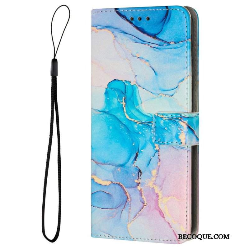 Etui Folio do iPhone 14 z Łańcuch Pasek Marmuru