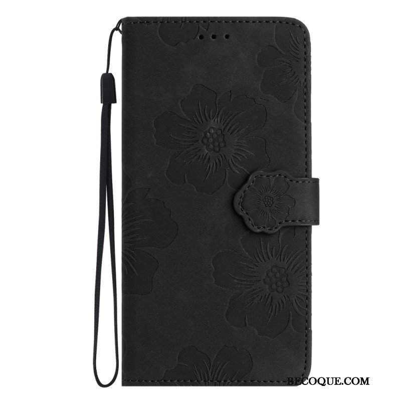 Etui Folio do iPhone 15 Nadruk Kwiatowy