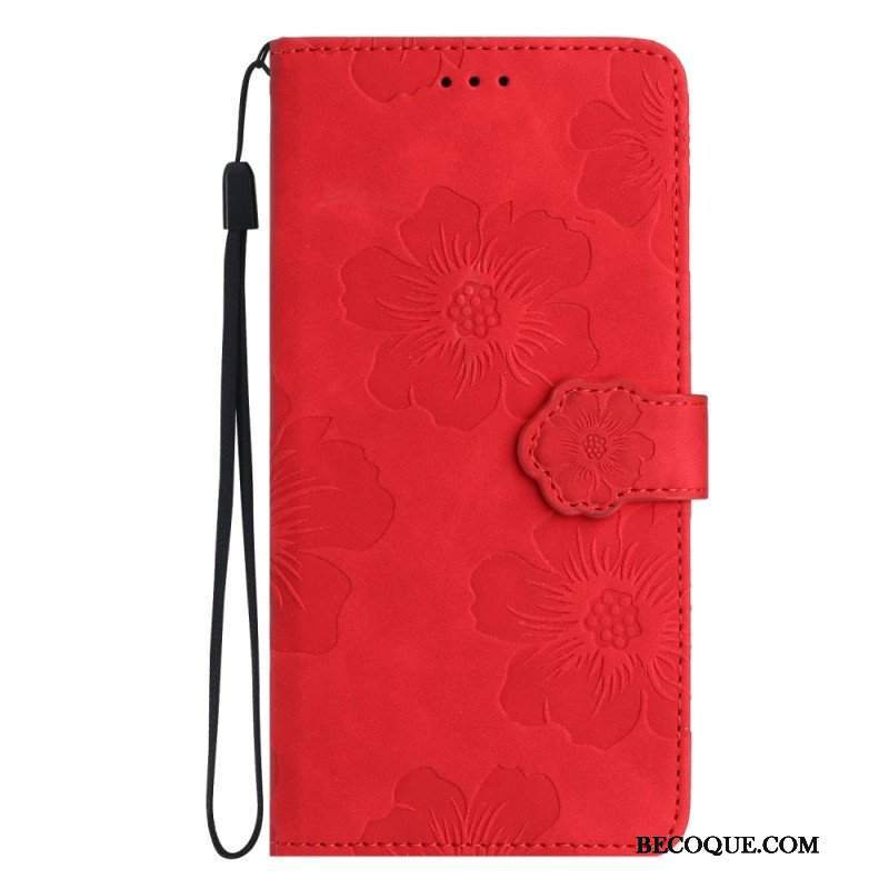 Etui Folio do iPhone 15 Nadruk Kwiatowy