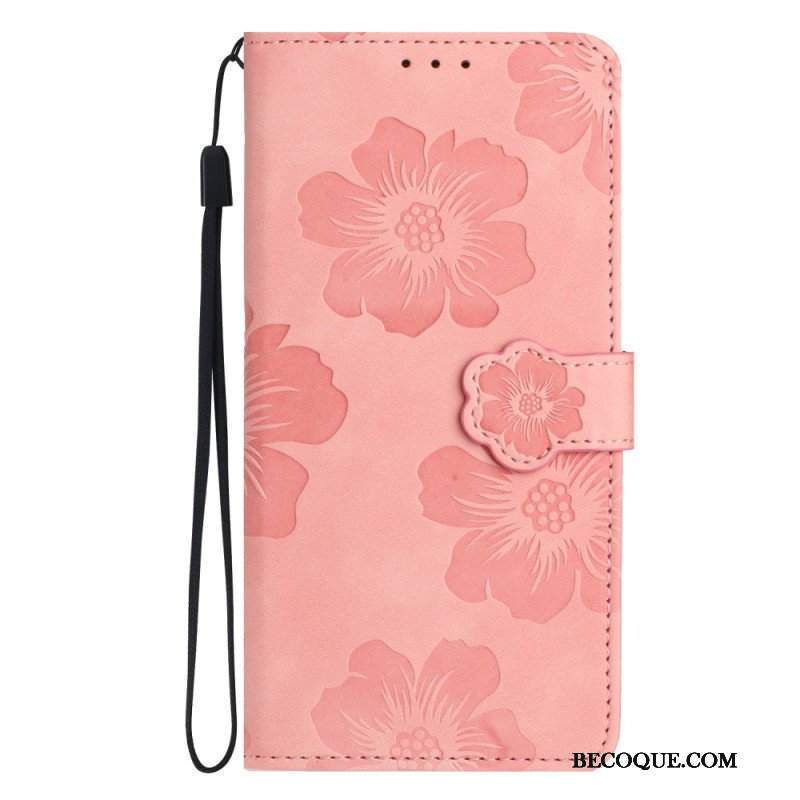 Etui Folio do iPhone 15 Nadruk Kwiatowy