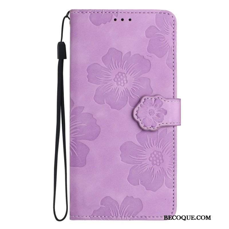 Etui Folio do iPhone 15 Nadruk Kwiatowy