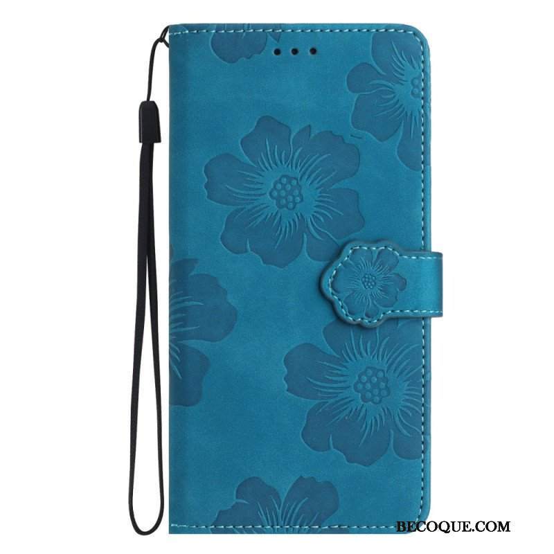 Etui Folio do iPhone 15 Nadruk Kwiatowy