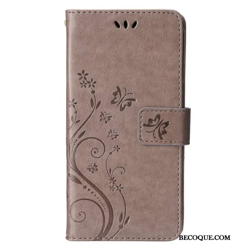 Etui Folio do iPhone 15 Plus Kwiaty I Motyle